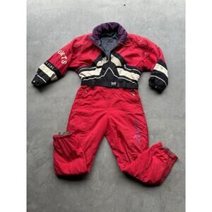 Vintage 80s Western BOGNER Mens Ski SnowSuit Snowboard Embroidery‎ Warm Size 16